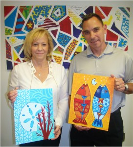 Army veterans Jamie (left) and Eric Rodrigues immersed in art and creativity during their Abrakadoodle training.