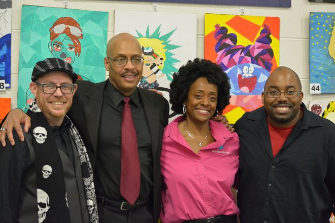 DK with staff and administrators